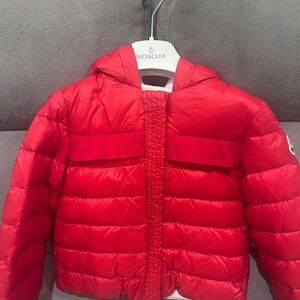 Moncler Kids Vibrant Red Puffer Coat 100% Authentic